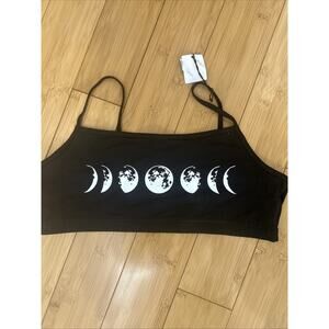 NWT Witchwood For The Morbidly Inclined Moon Phase Cotton Bra Top Gothic Sz M